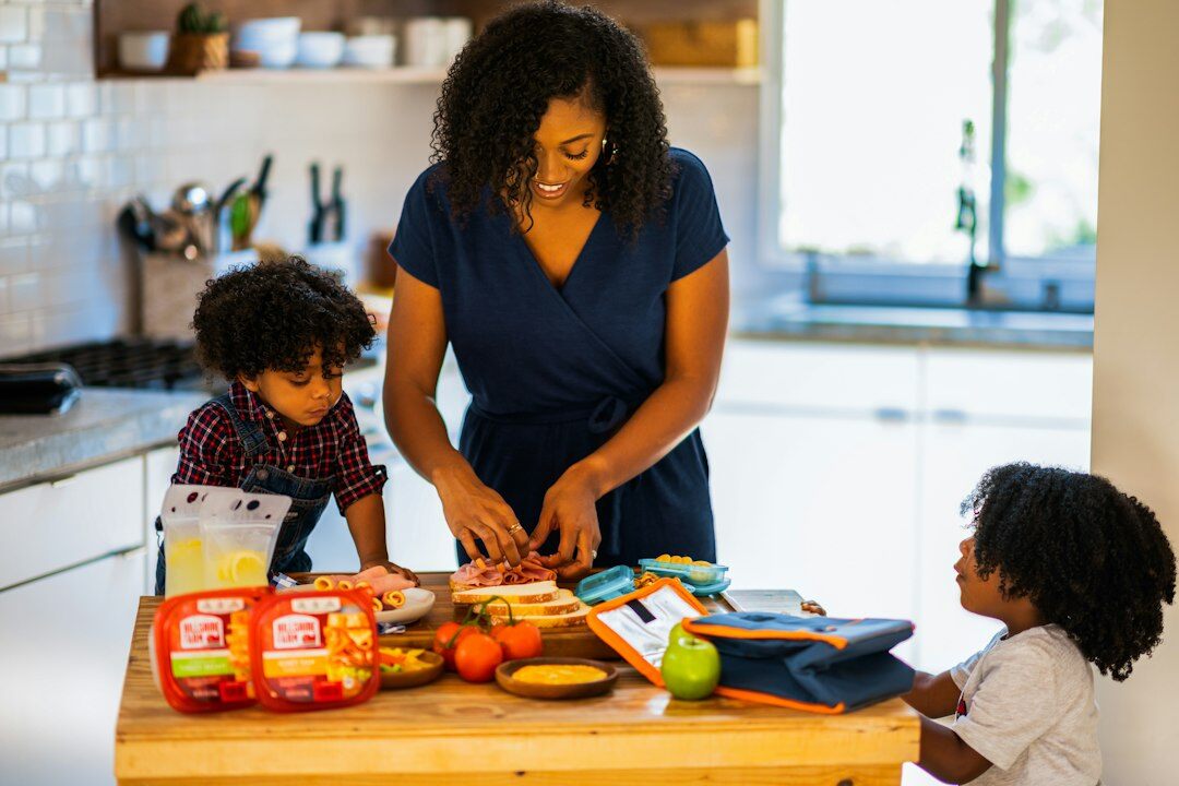 kids helping in kitchen