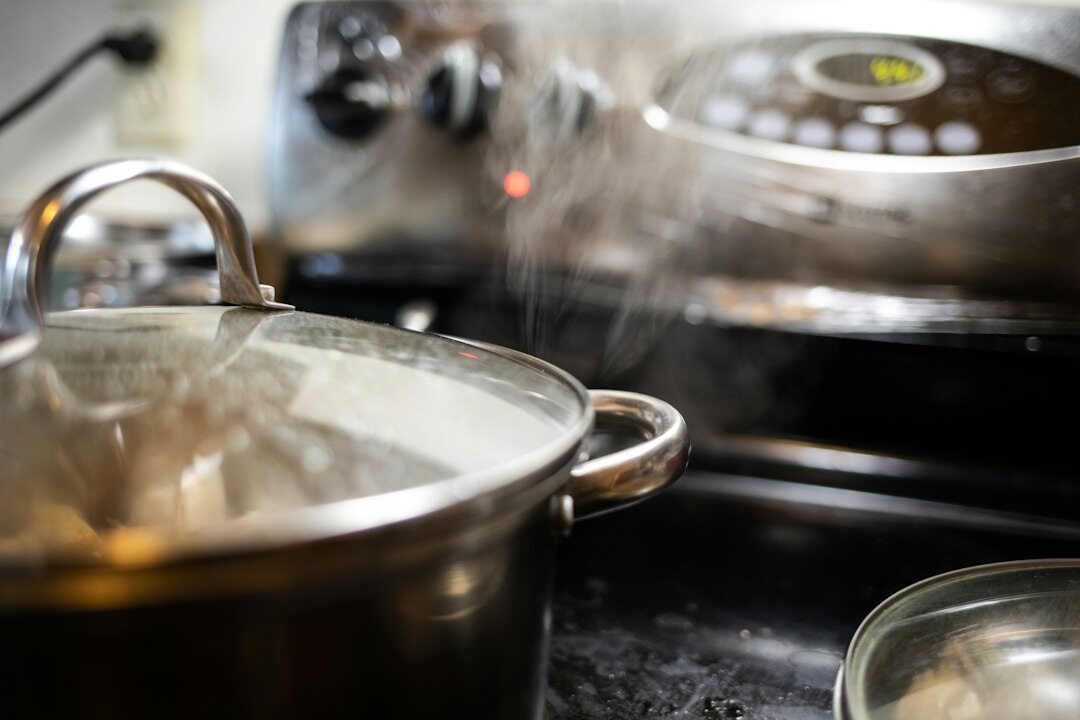 simmering pot on stove