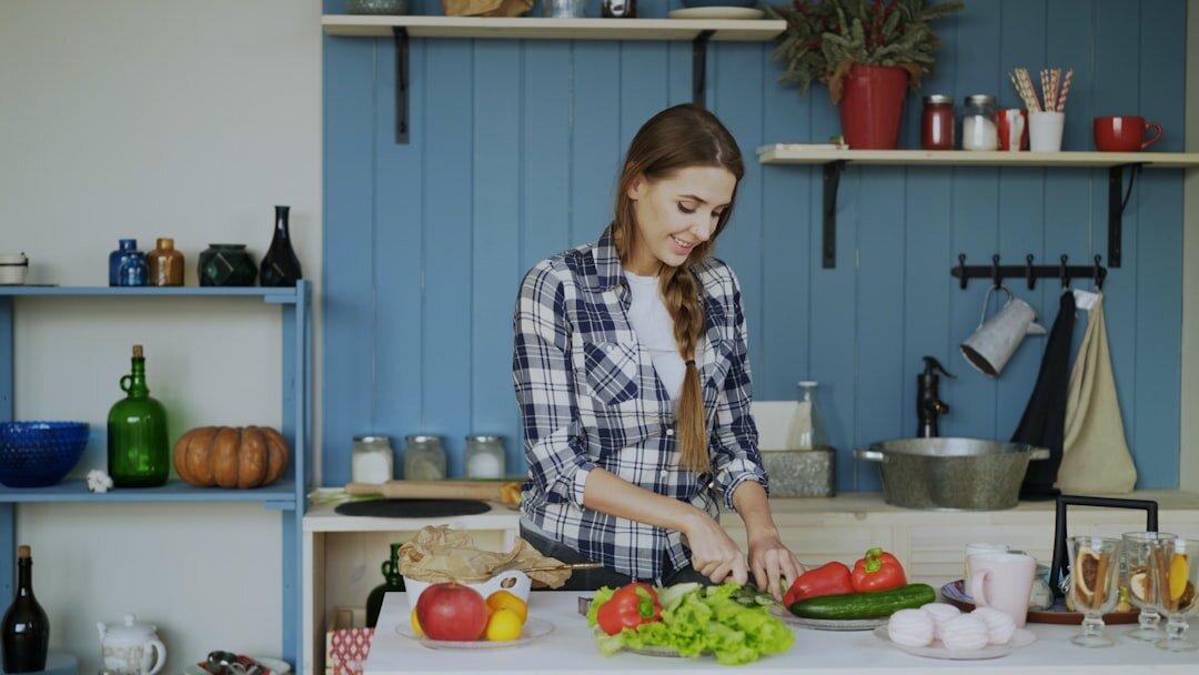 home kitchen with fresh ingredients
