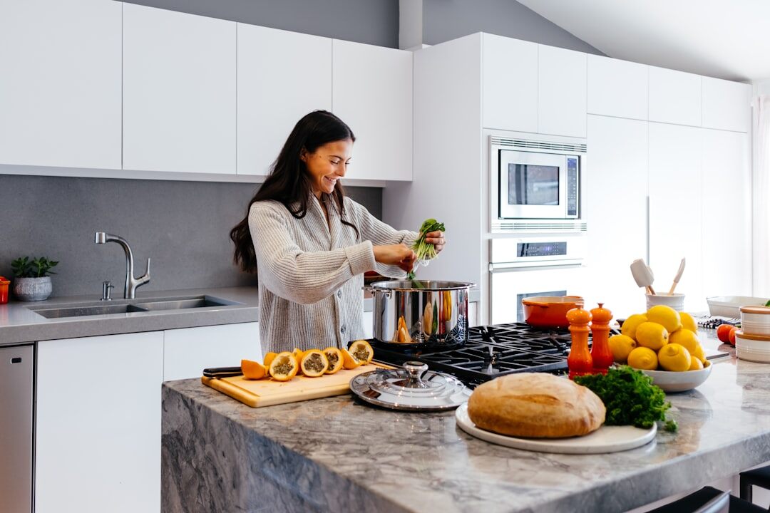 home kitchen with fresh ingredients